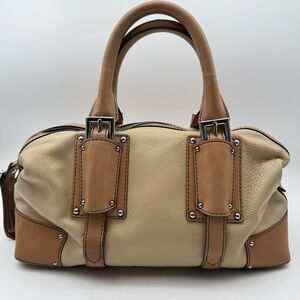 Banana Republic 2 Tone Brown Pebbled Leather Jefferson Bowler Bag
